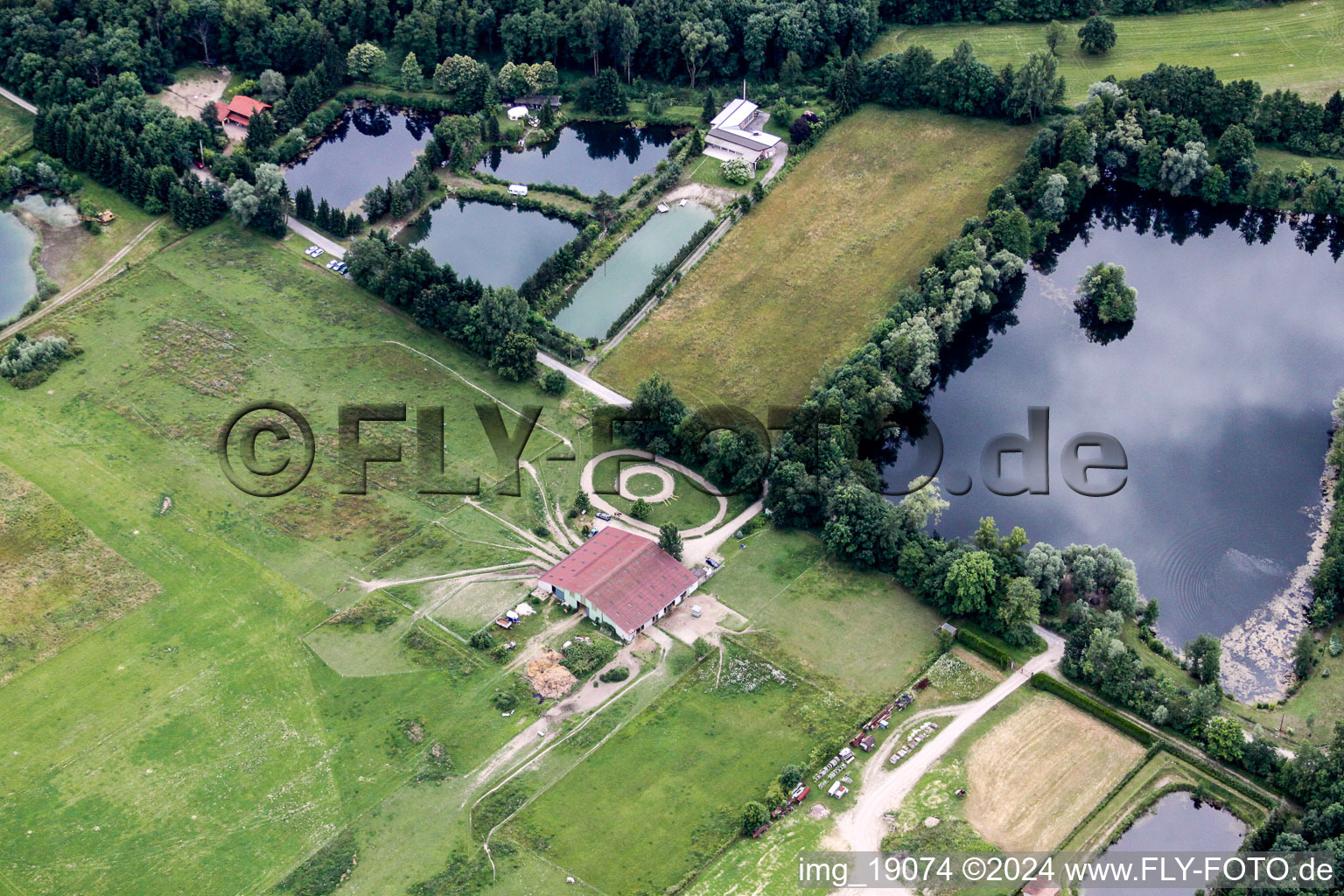 Aerial view of Forstfeld in the state Bas-Rhin, France