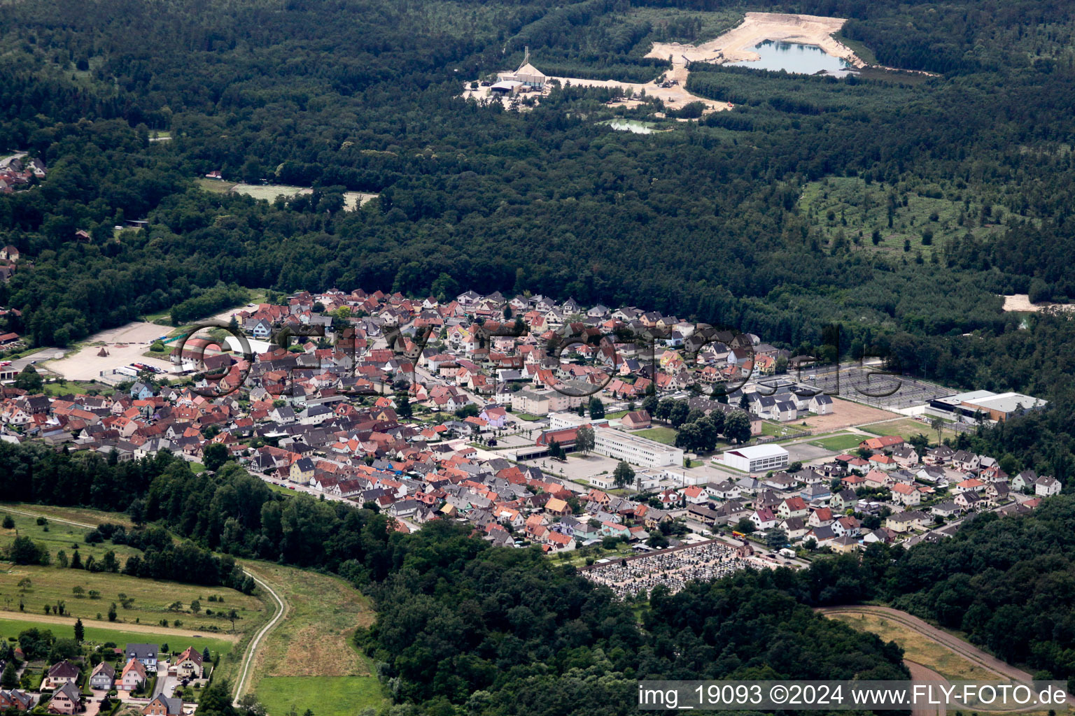 Aerial view of Soufflenheim in the state Bas-Rhin, France