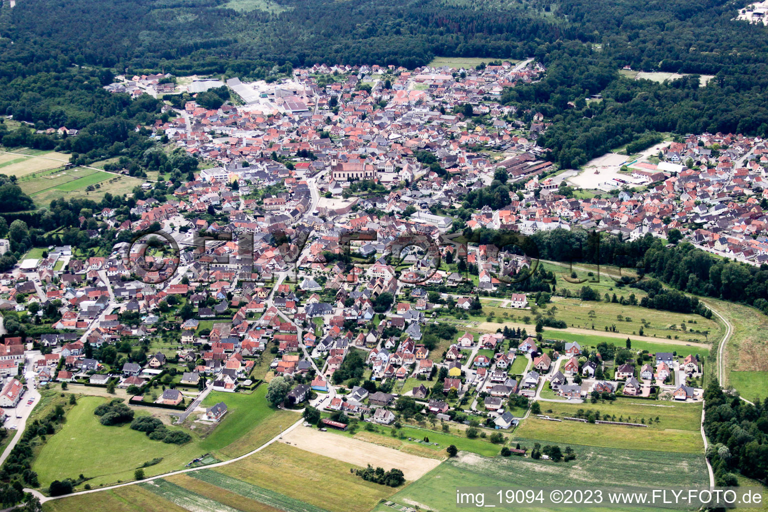 Aerial photograpy of Soufflenheim in the state Bas-Rhin, France