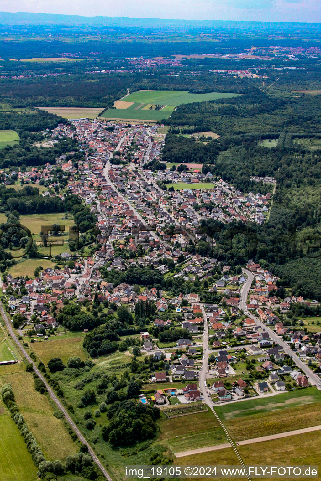 Aerial view of Schirrhoffen in the state Bas-Rhin, France