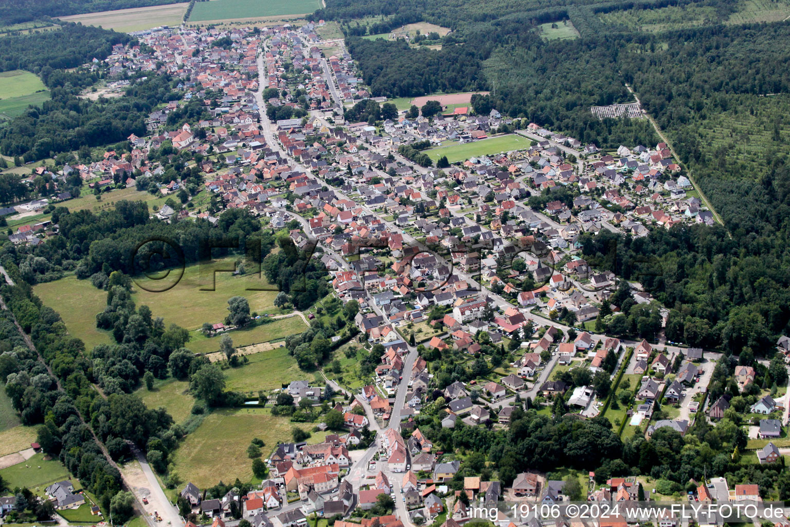 Aerial photograpy of Schirrhoffen in the state Bas-Rhin, France