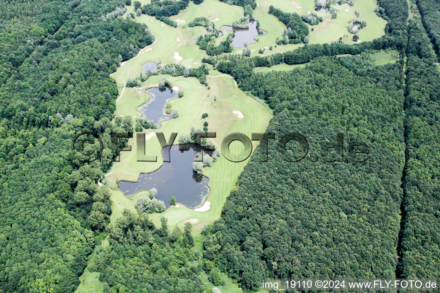 Oblique view of Golf course in Soufflenheim in the state Bas-Rhin, France