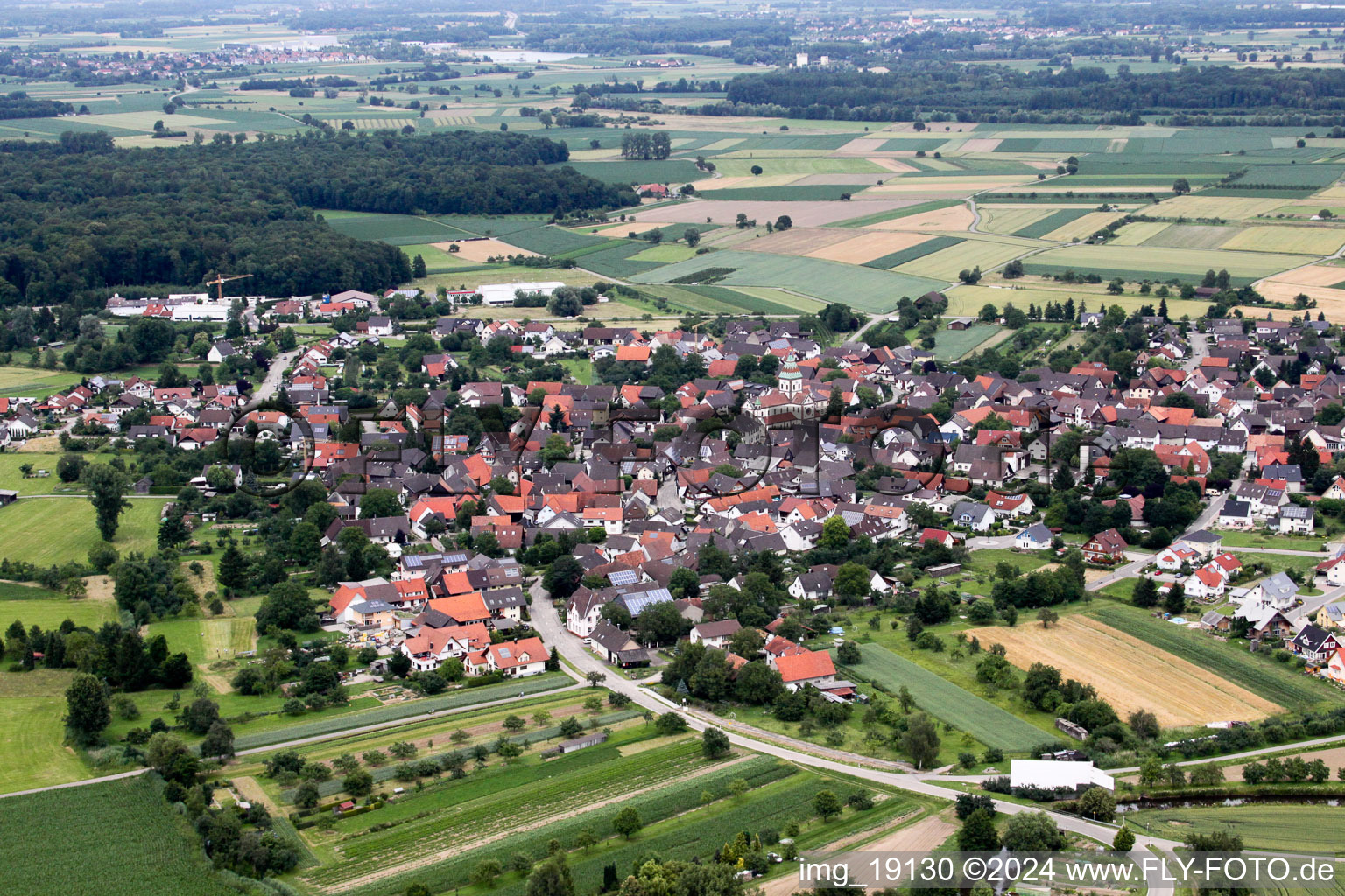 Aerial photograpy of District Wagshurst in Achern in the state Baden-Wuerttemberg, Germany