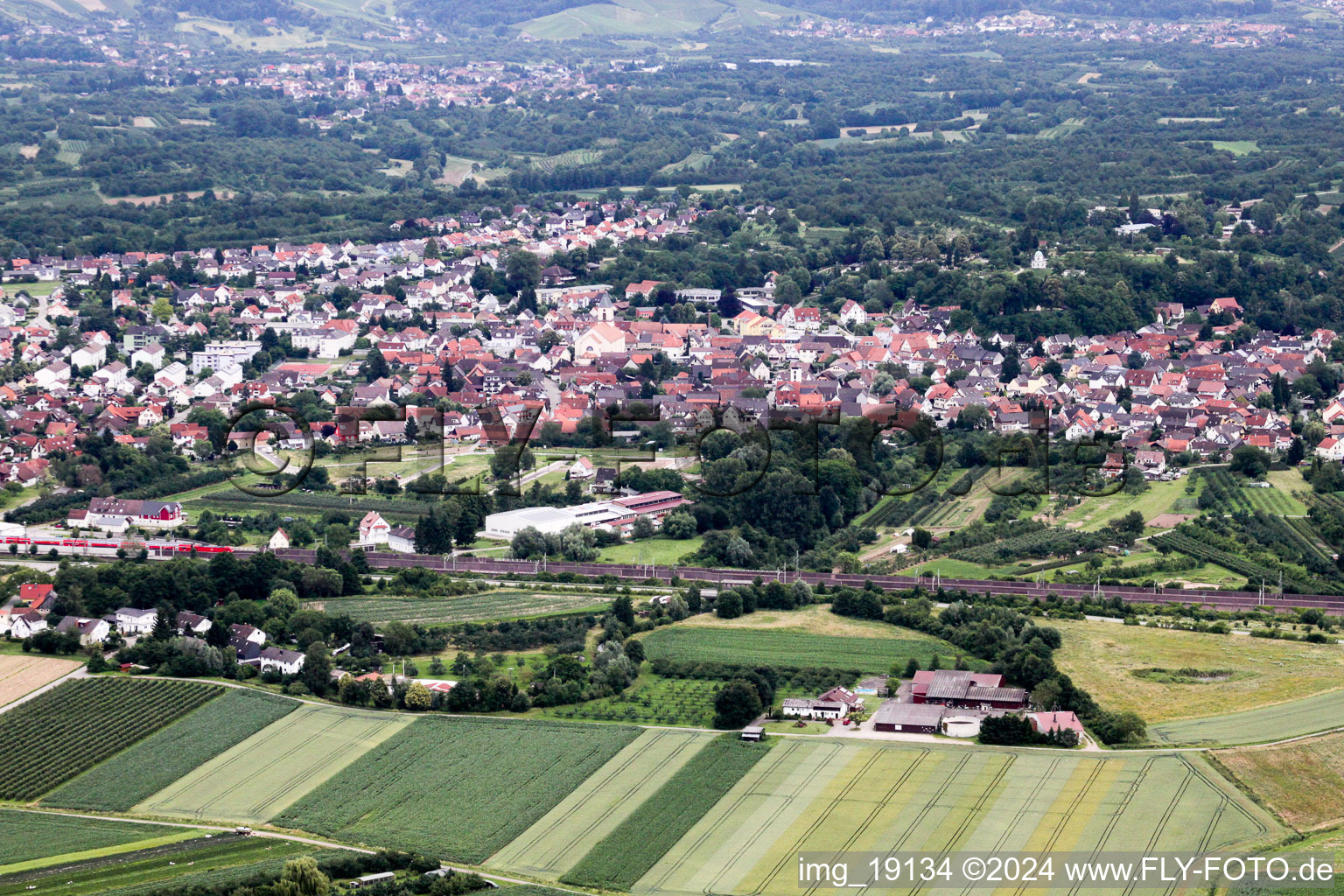 Renchen in the state Baden-Wuerttemberg, Germany viewn from the air