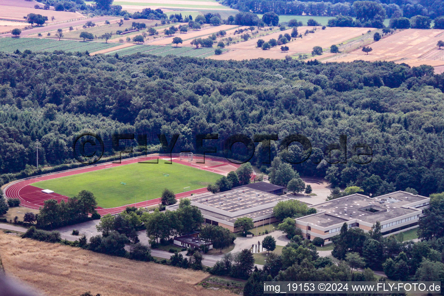 Oblique view of Roman Bath School in Rheinzabern in the state Rhineland-Palatinate, Germany