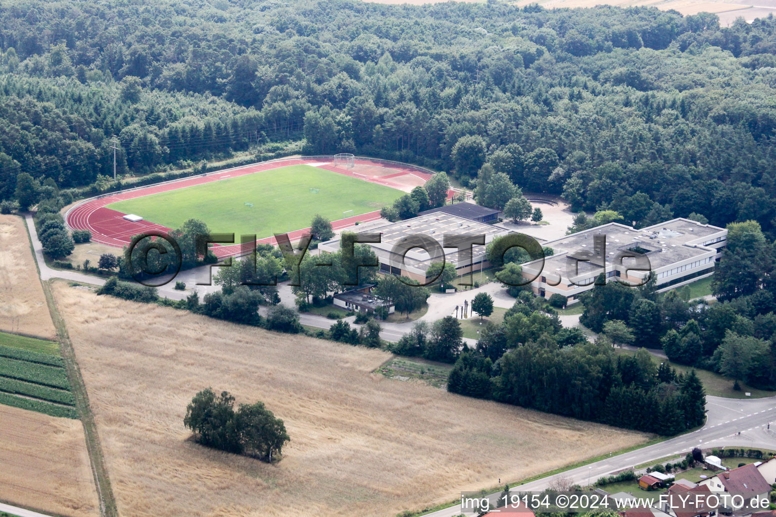 Roman bath school in Rheinzabern in the state Rhineland-Palatinate, Germany from above