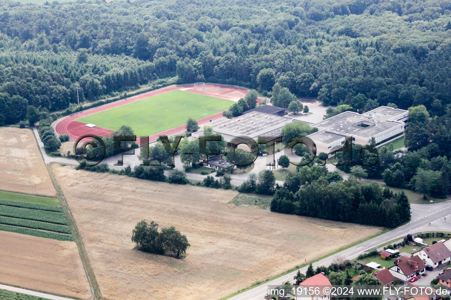 Roman Bath School in Rheinzabern in the state Rhineland-Palatinate, Germany out of the air