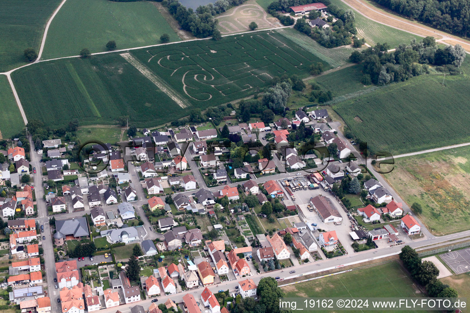 Leimersheim in the state Rhineland-Palatinate, Germany from the plane