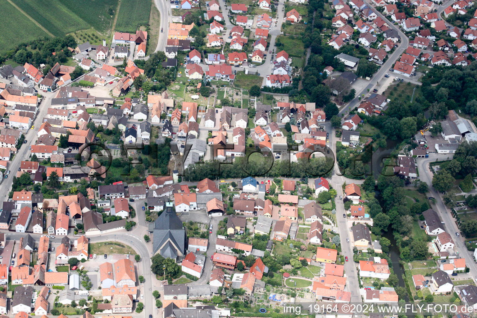 Leimersheim in the state Rhineland-Palatinate, Germany viewn from the air