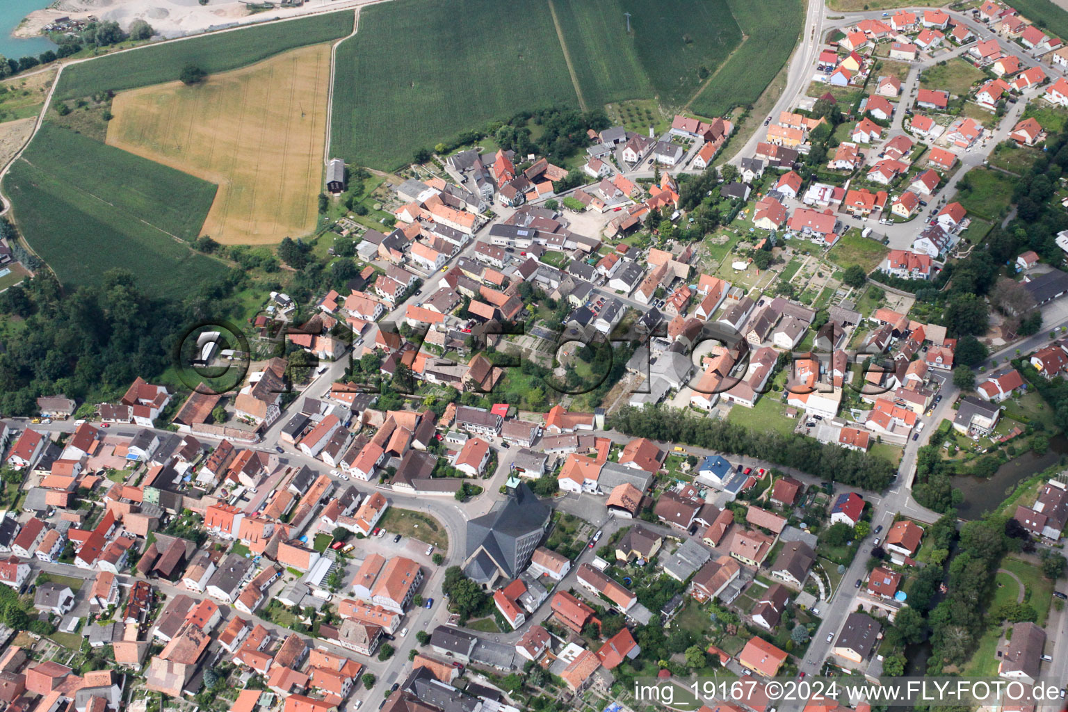 Leimersheim in the state Rhineland-Palatinate, Germany from the drone perspective