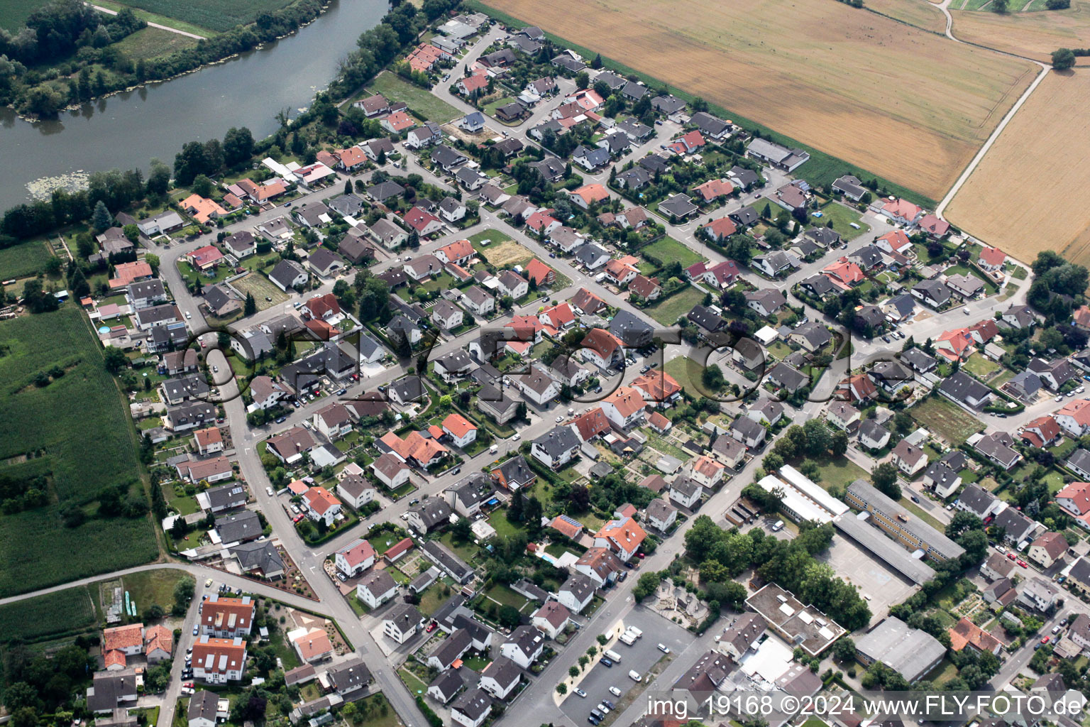 Leimersheim in the state Rhineland-Palatinate, Germany from a drone