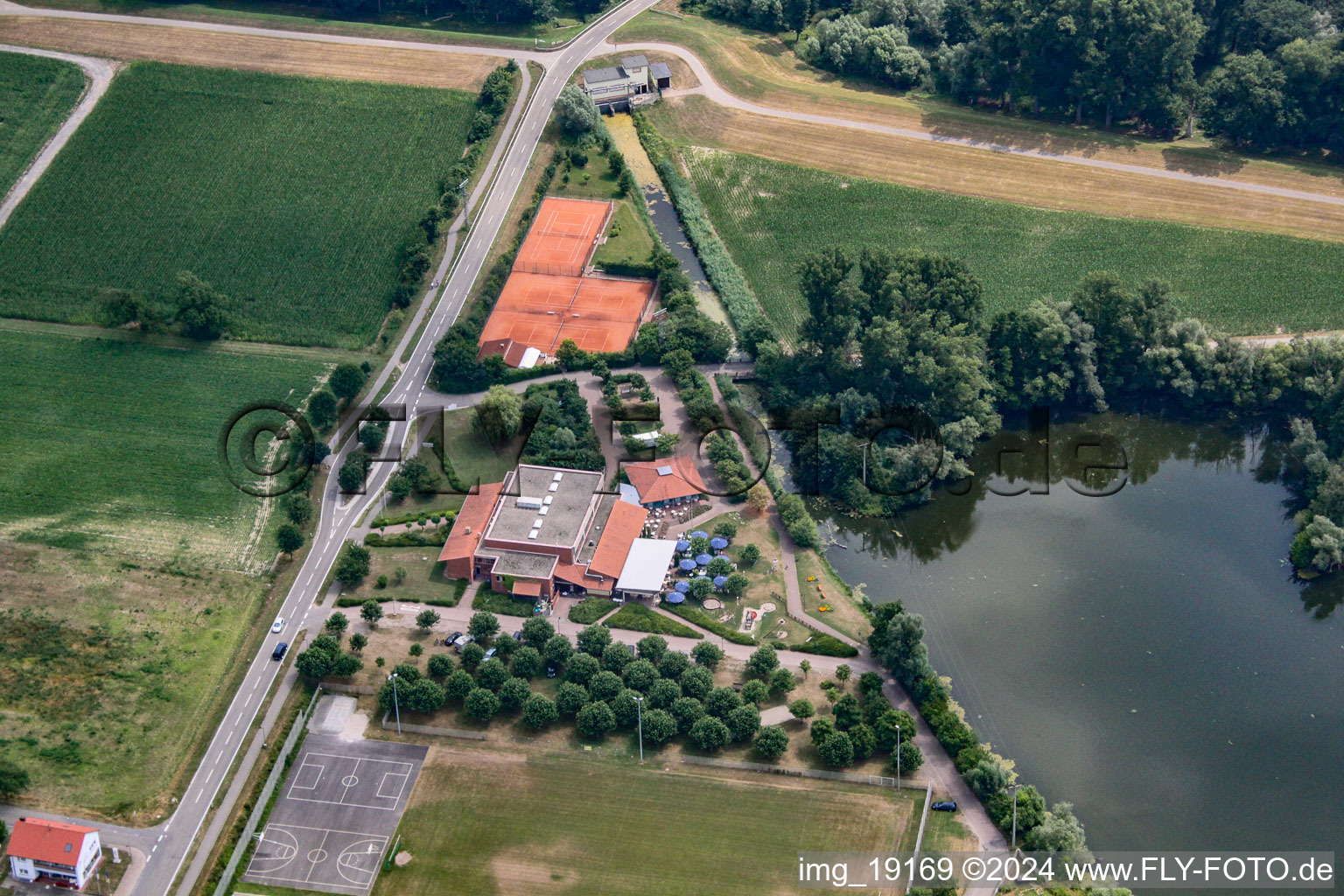 Leimersheim in the state Rhineland-Palatinate, Germany seen from a drone