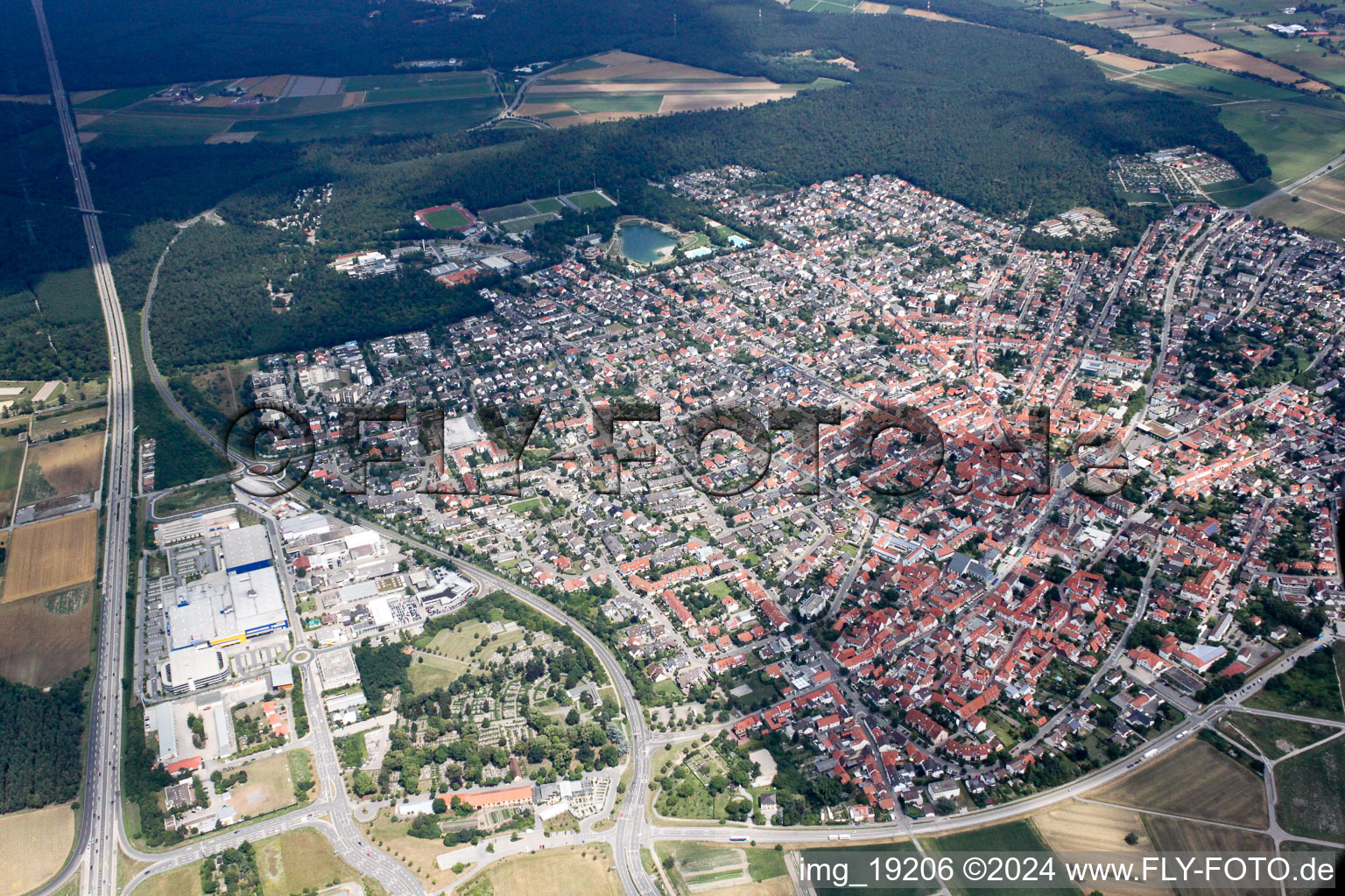 Oblique view of SAP AG in Walldorf in the state Baden-Wuerttemberg, Germany