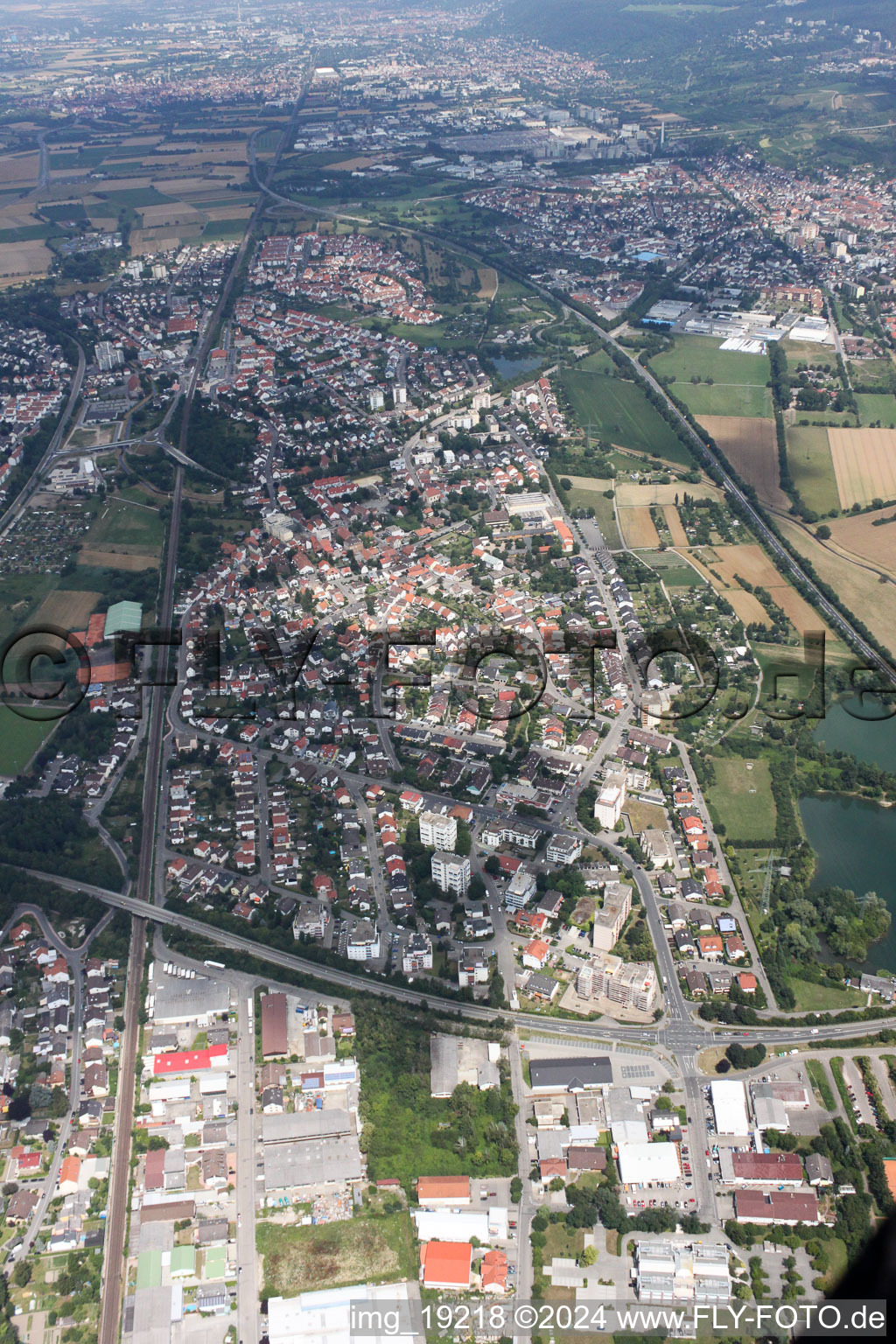 Aerial view of From the south in the district Sankt Ilgen in Leimen in the state Baden-Wuerttemberg, Germany