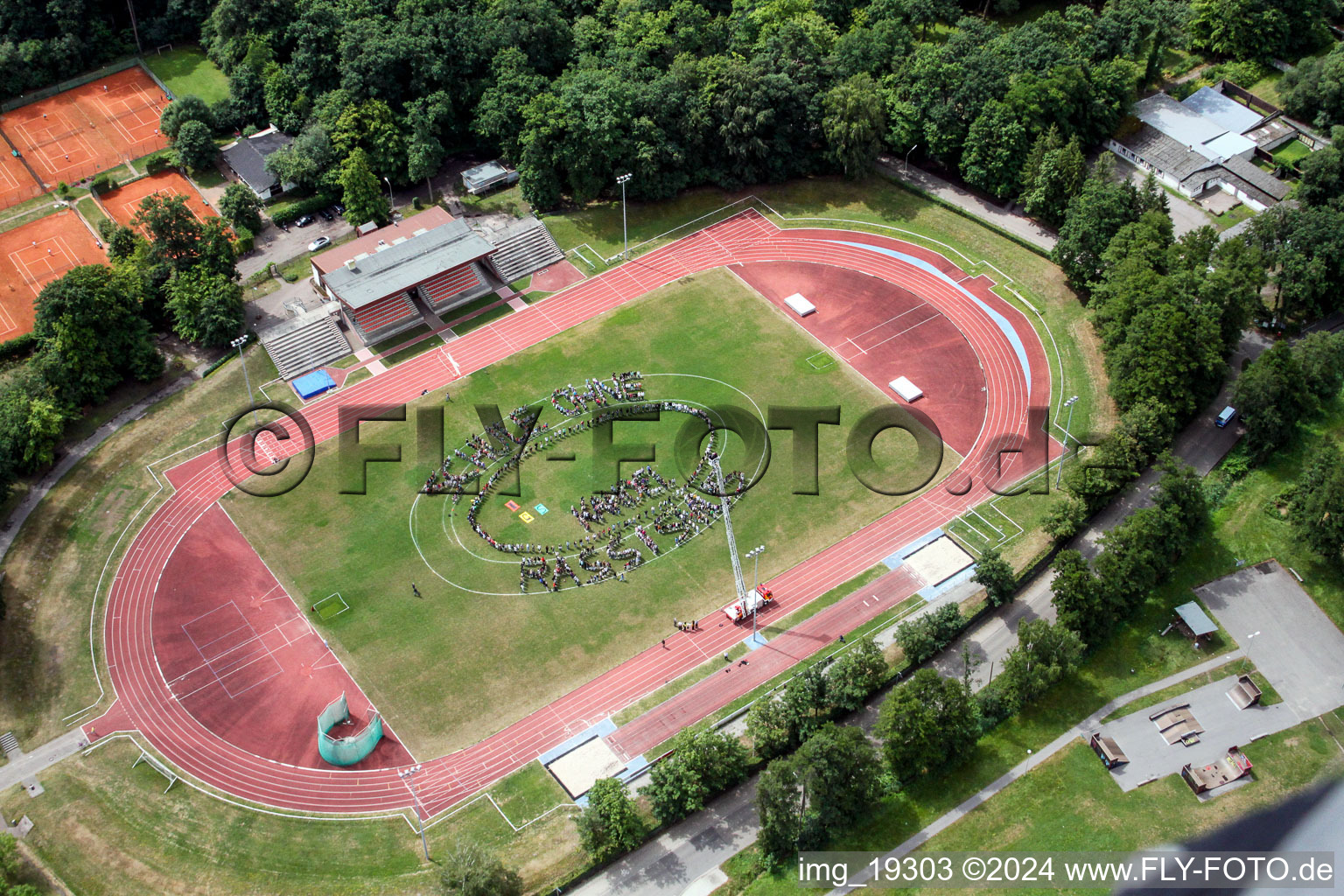 Football stadium Bienwaldstadion in Kandel in the state Rhineland-Palatinate