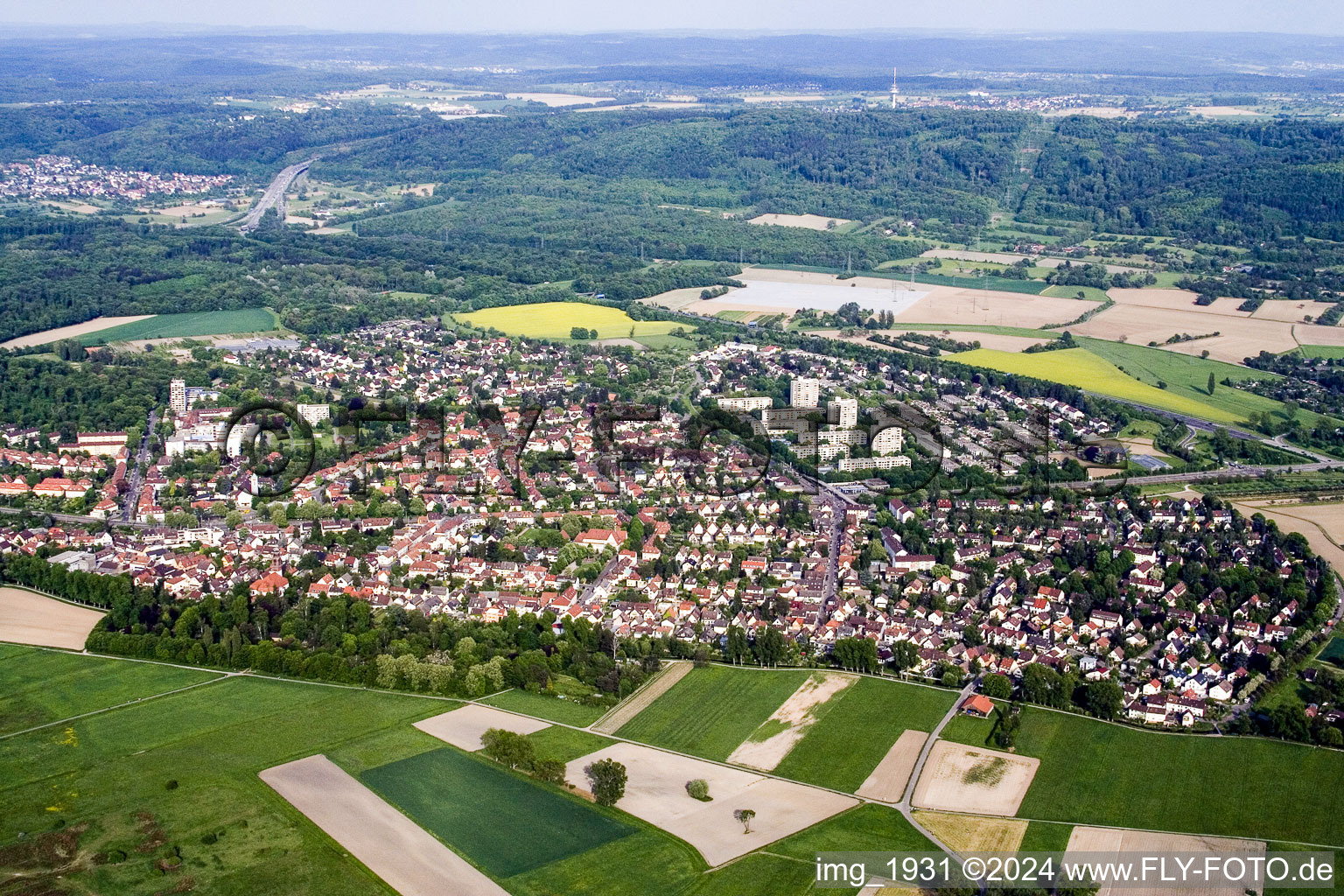 District Rüppurr in Karlsruhe in the state Baden-Wuerttemberg, Germany seen from above