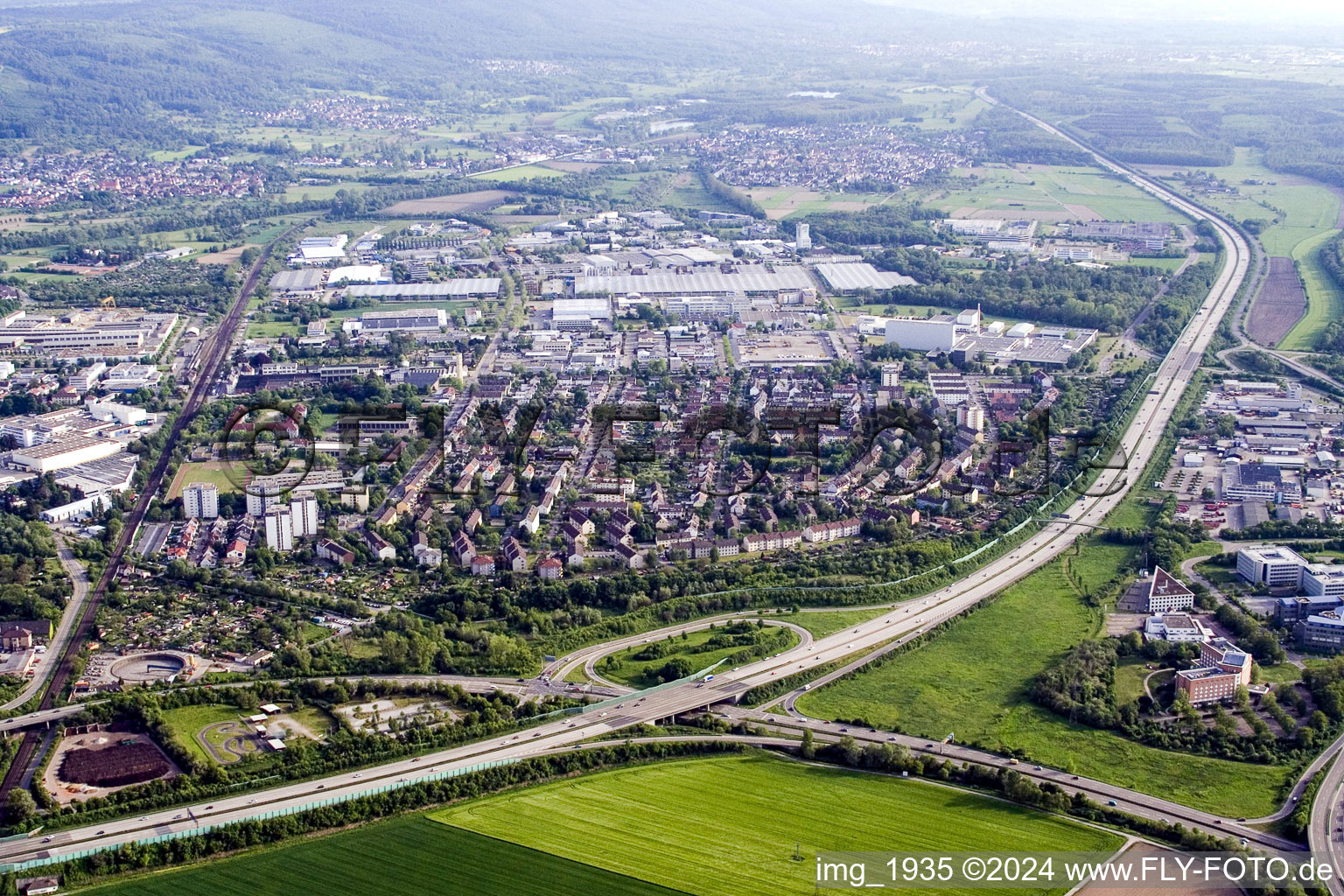 Drone image of Ettlingen in the state Baden-Wuerttemberg, Germany