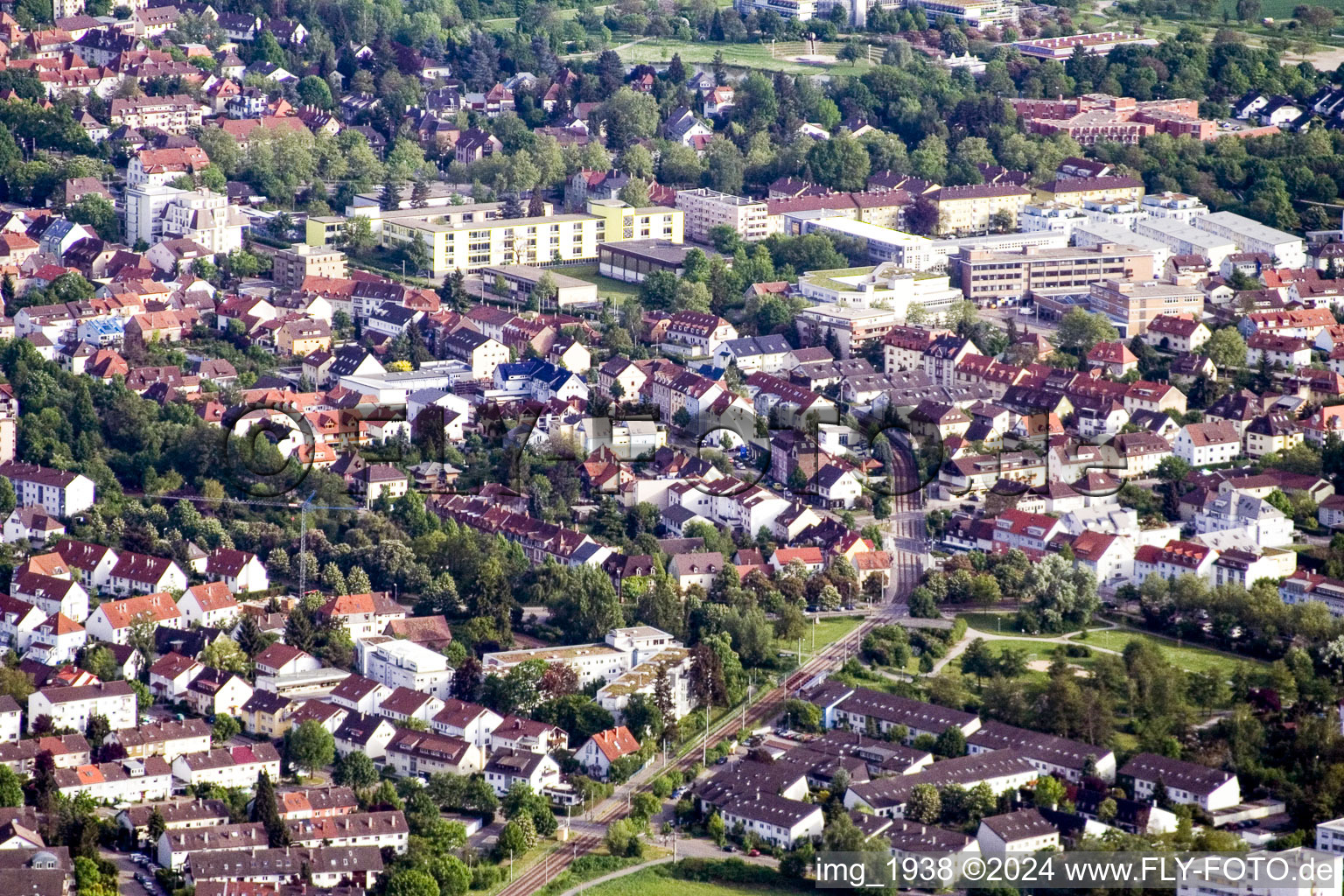 Ettlingen in the state Baden-Wuerttemberg, Germany from the drone perspective