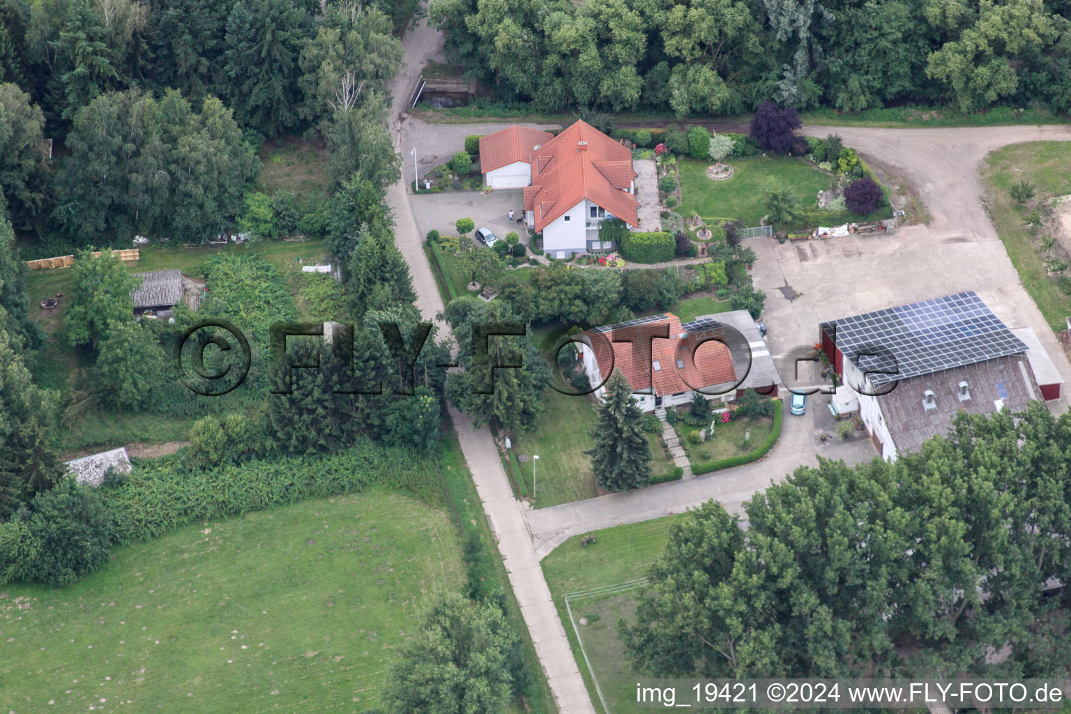 Washing mill in Winden in the state Rhineland-Palatinate, Germany from above