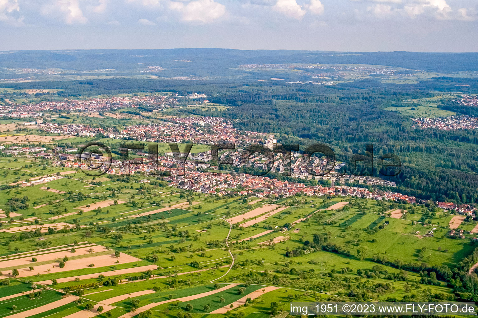 Aerial view of District Busenbach in Waldbronn in the state Baden-Wuerttemberg, Germany