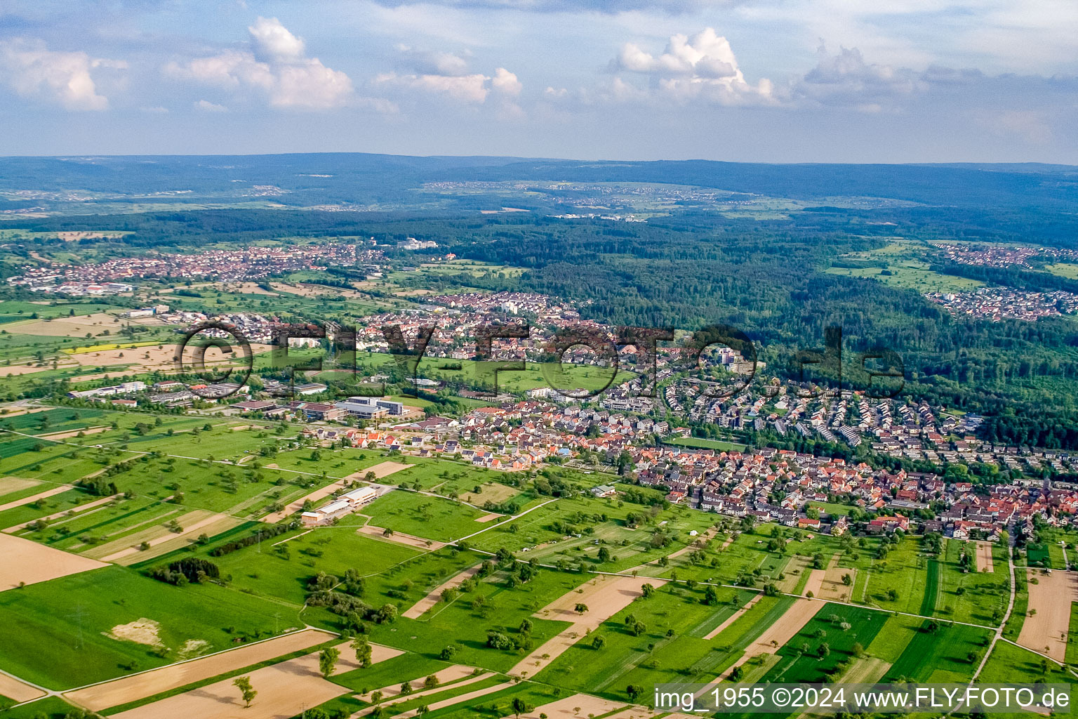 Aerial photograpy of District Busenbach in Waldbronn in the state Baden-Wuerttemberg, Germany