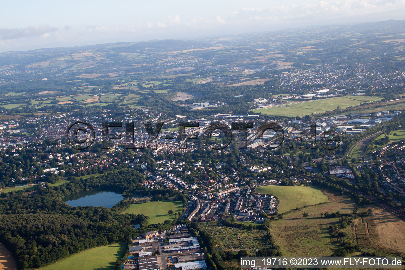 Kingskerswell in the state England, Great Britain from the plane