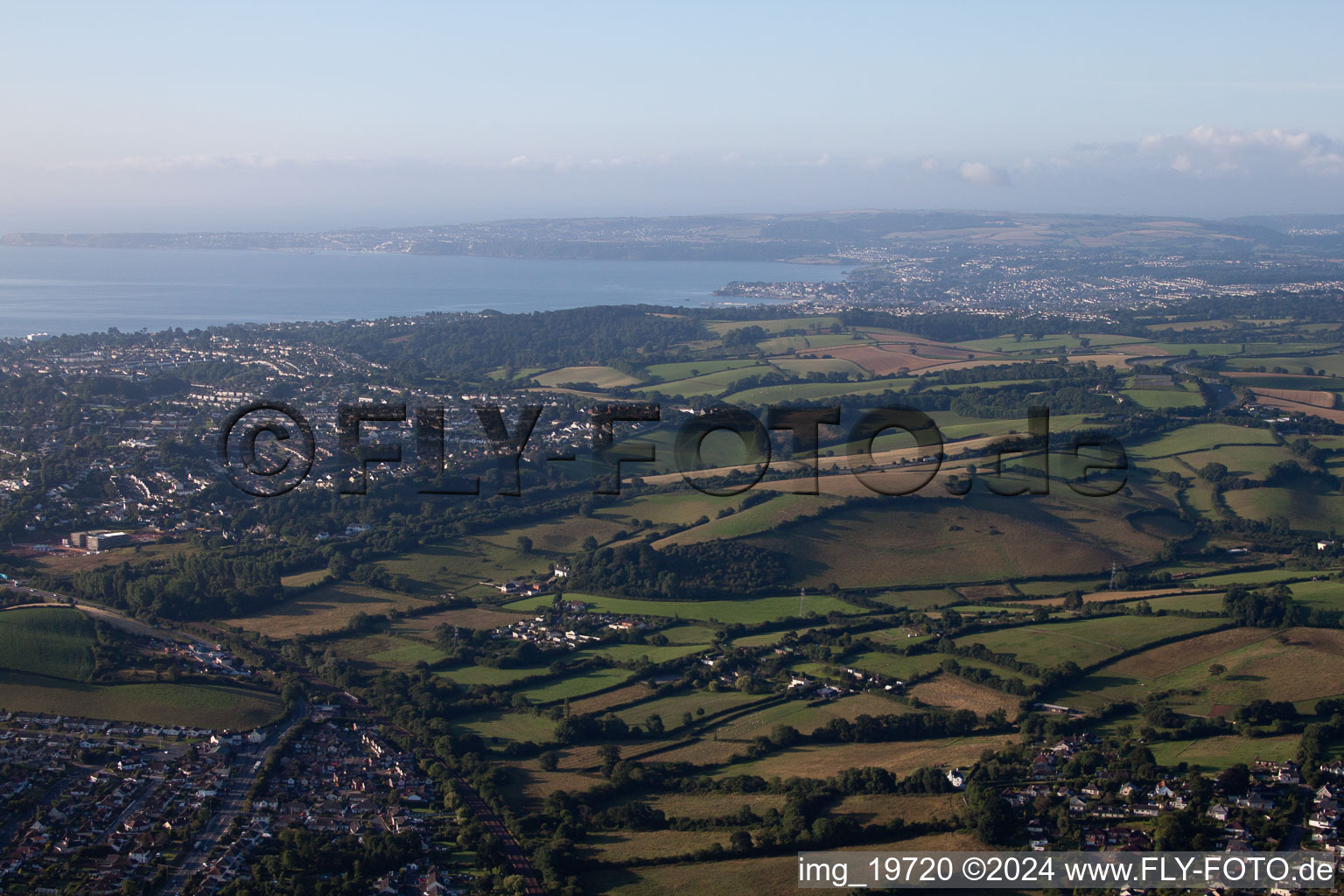 Drone recording of Kingskerswell in the state England, Great Britain