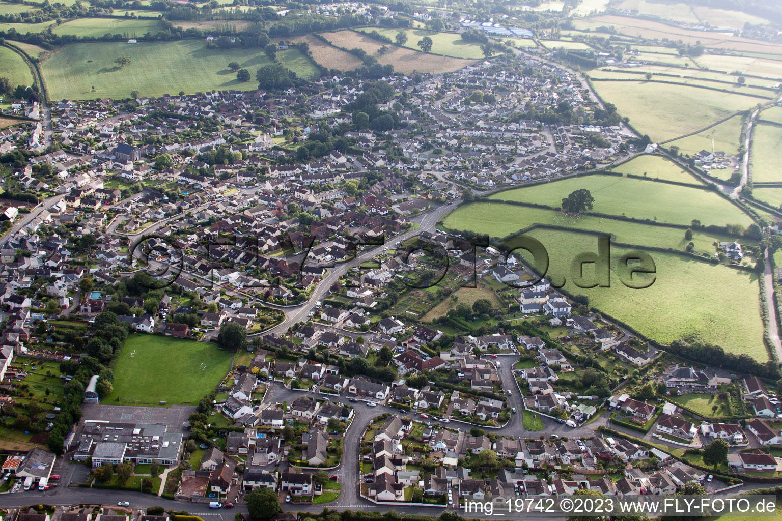 Aerial photograpy of Ipplepen in the state England, Great Britain