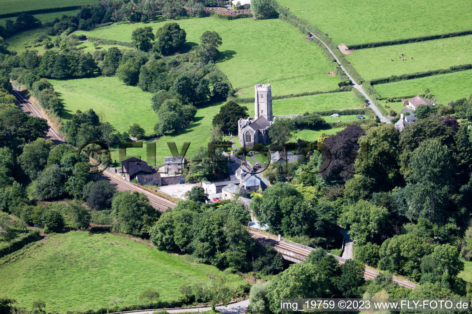 Aerial view of Staverton in the state England, Great Britain