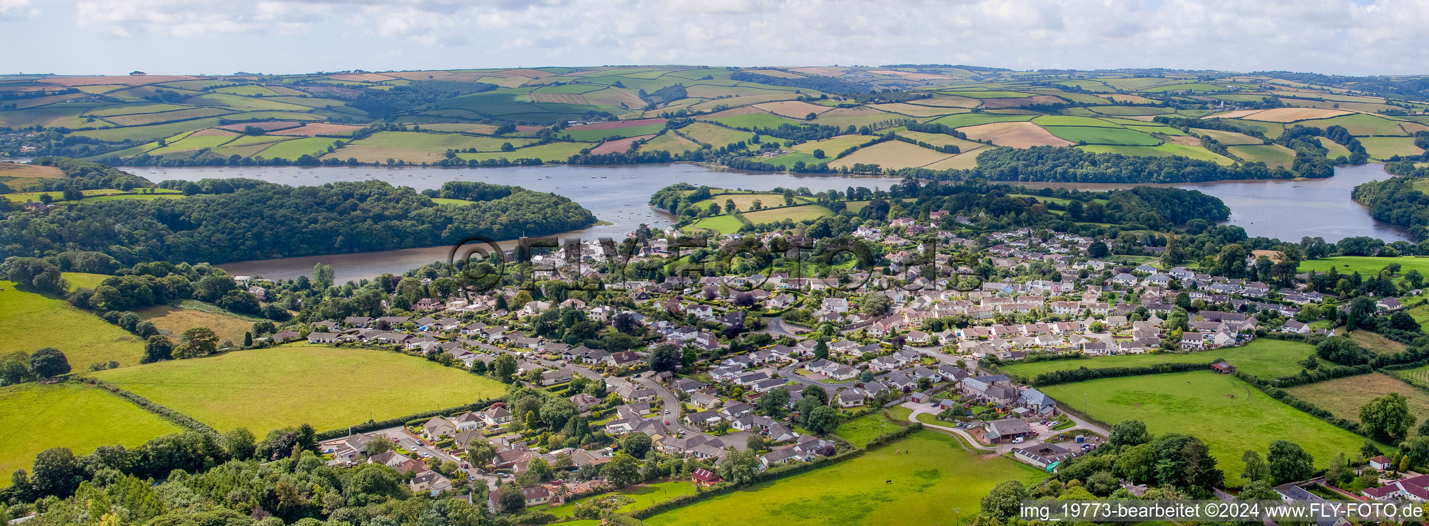 Town on the banks of the river of Dart river in Stoke Gabriel in England, United Kingdom