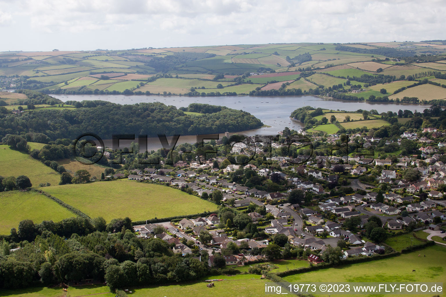 Aerial photograpy of Totnes in the state England, Great Britain