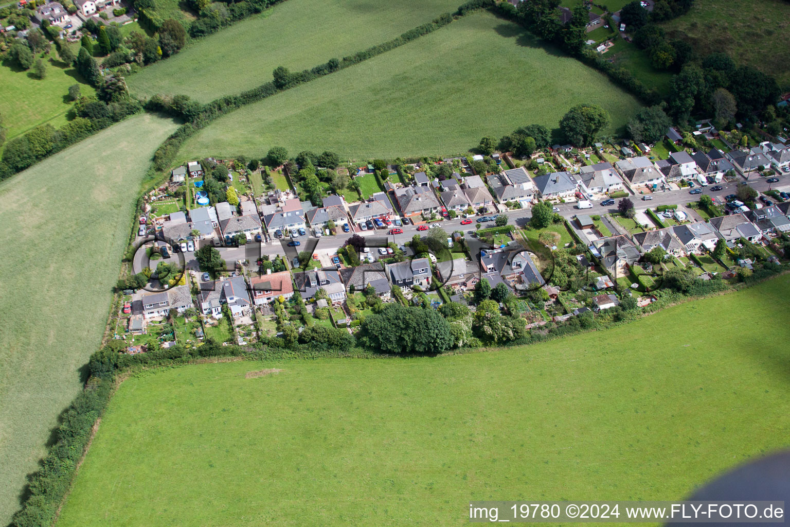 Totnes in the state England, Great Britain from the plane