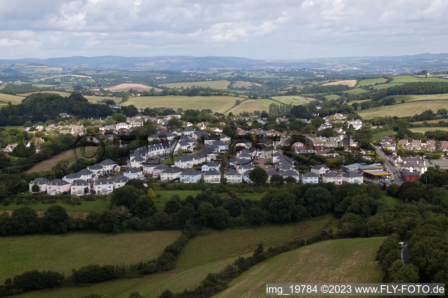 Marldon in the state England, Great Britain seen from a drone