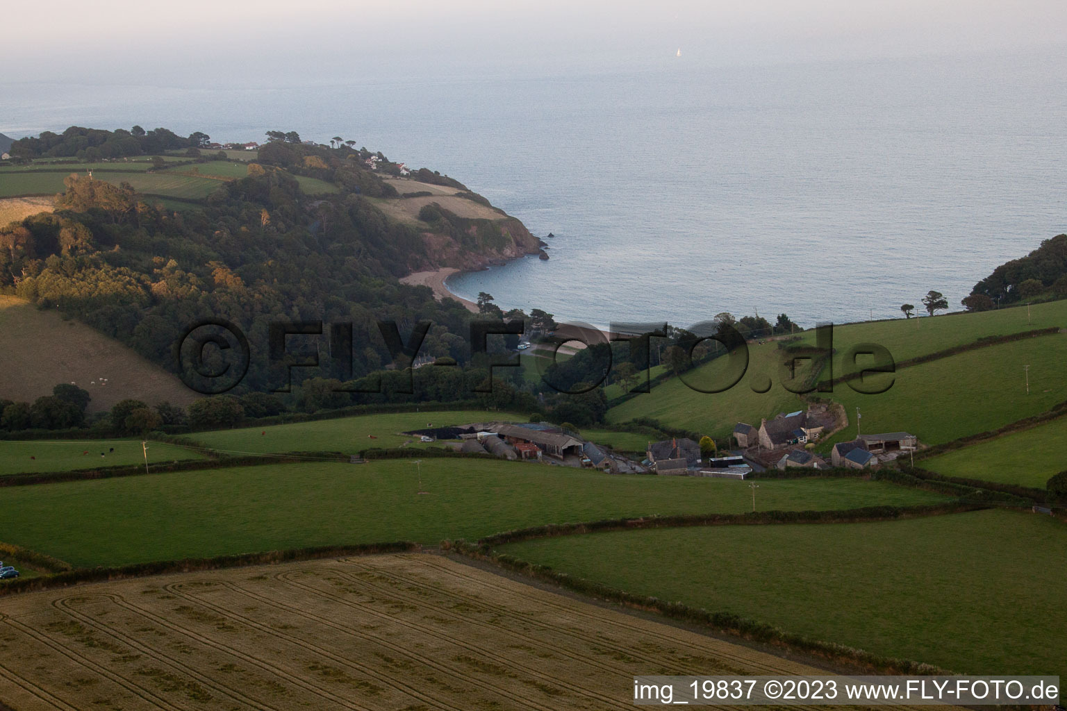 Aerial view of Strete in the state England, Great Britain