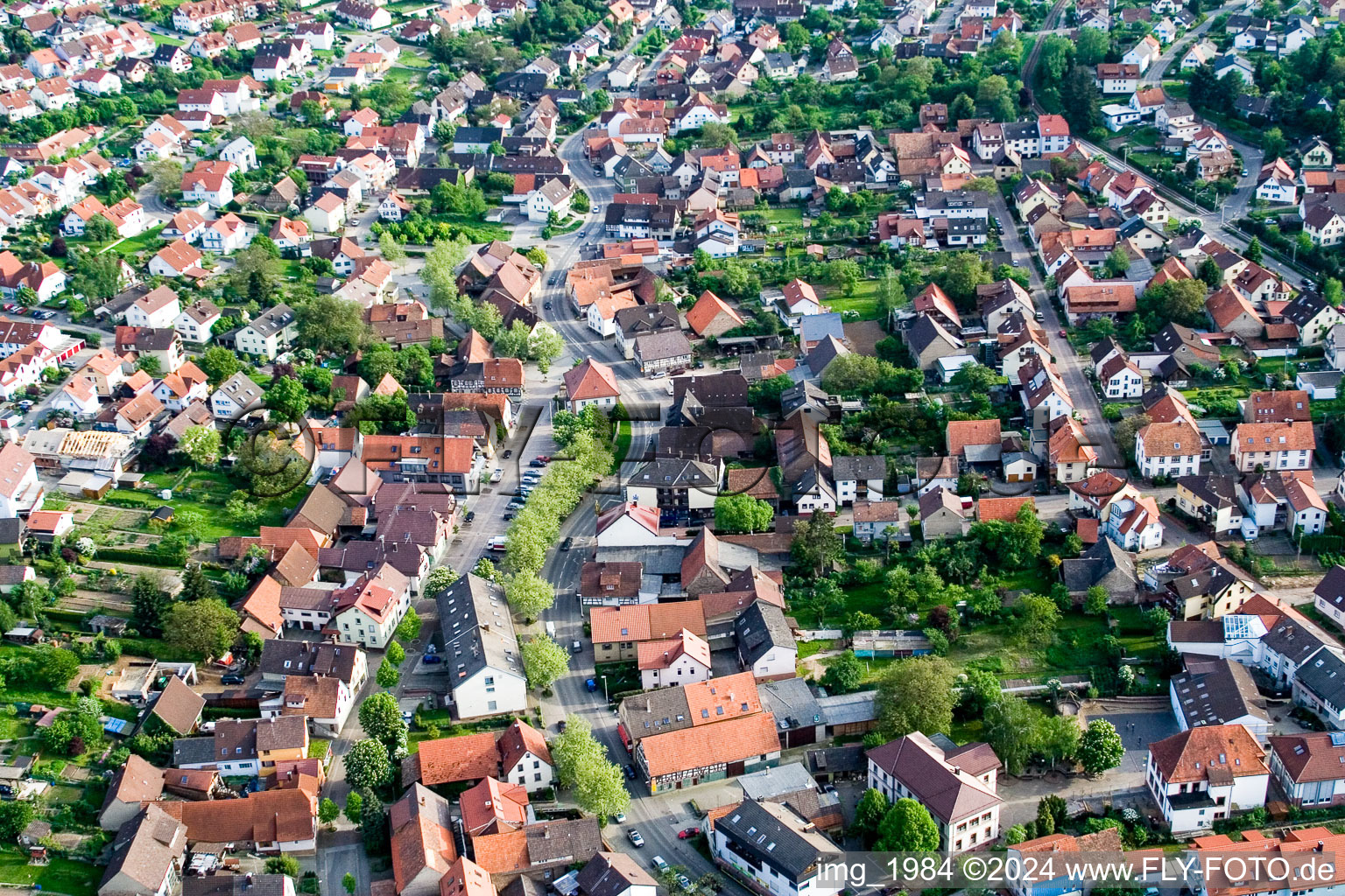 Aerial view of District Langensteinbach in Karlsbad in the state Baden-Wuerttemberg, Germany