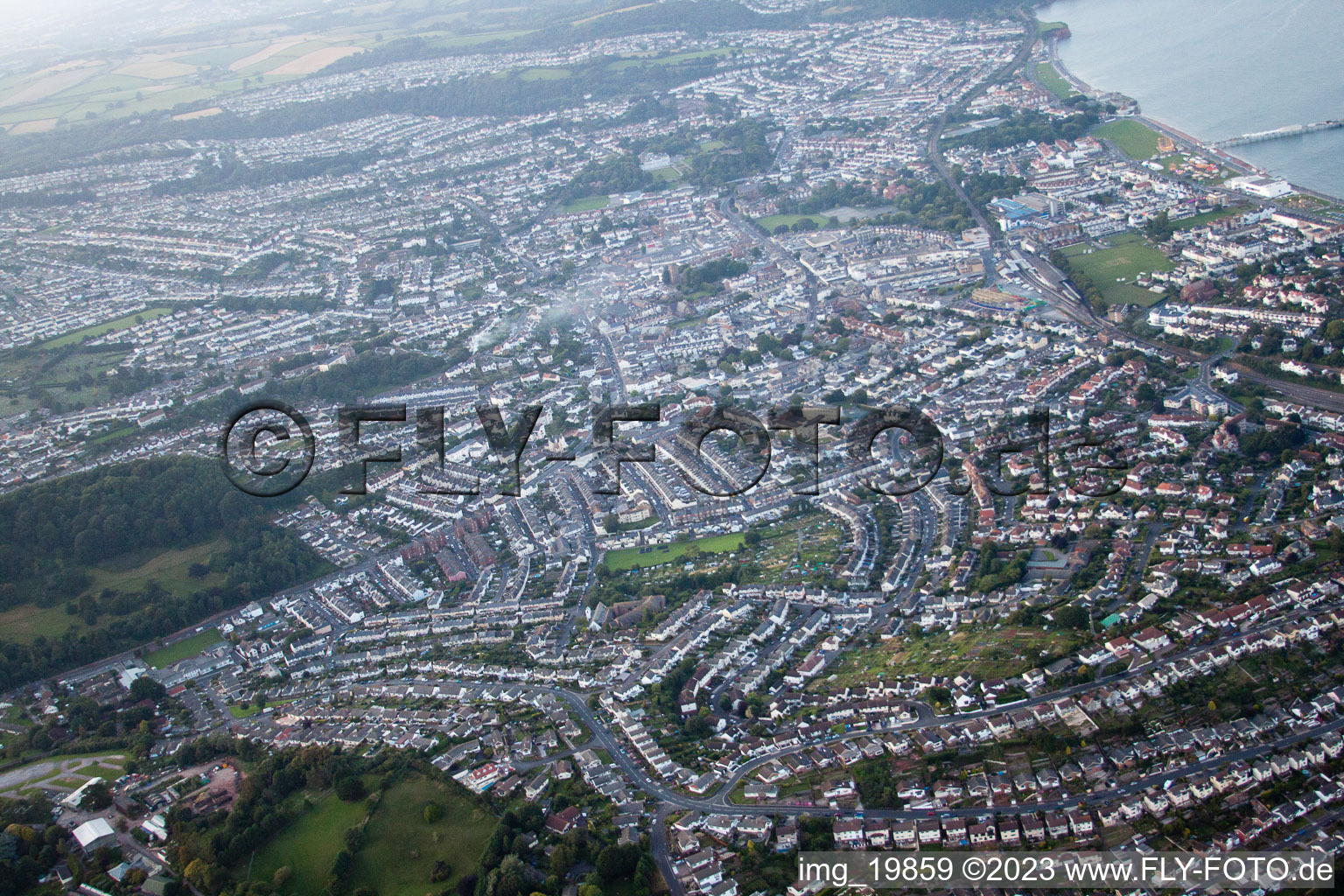 Aerial view of Paignton in the state England, Great Britain