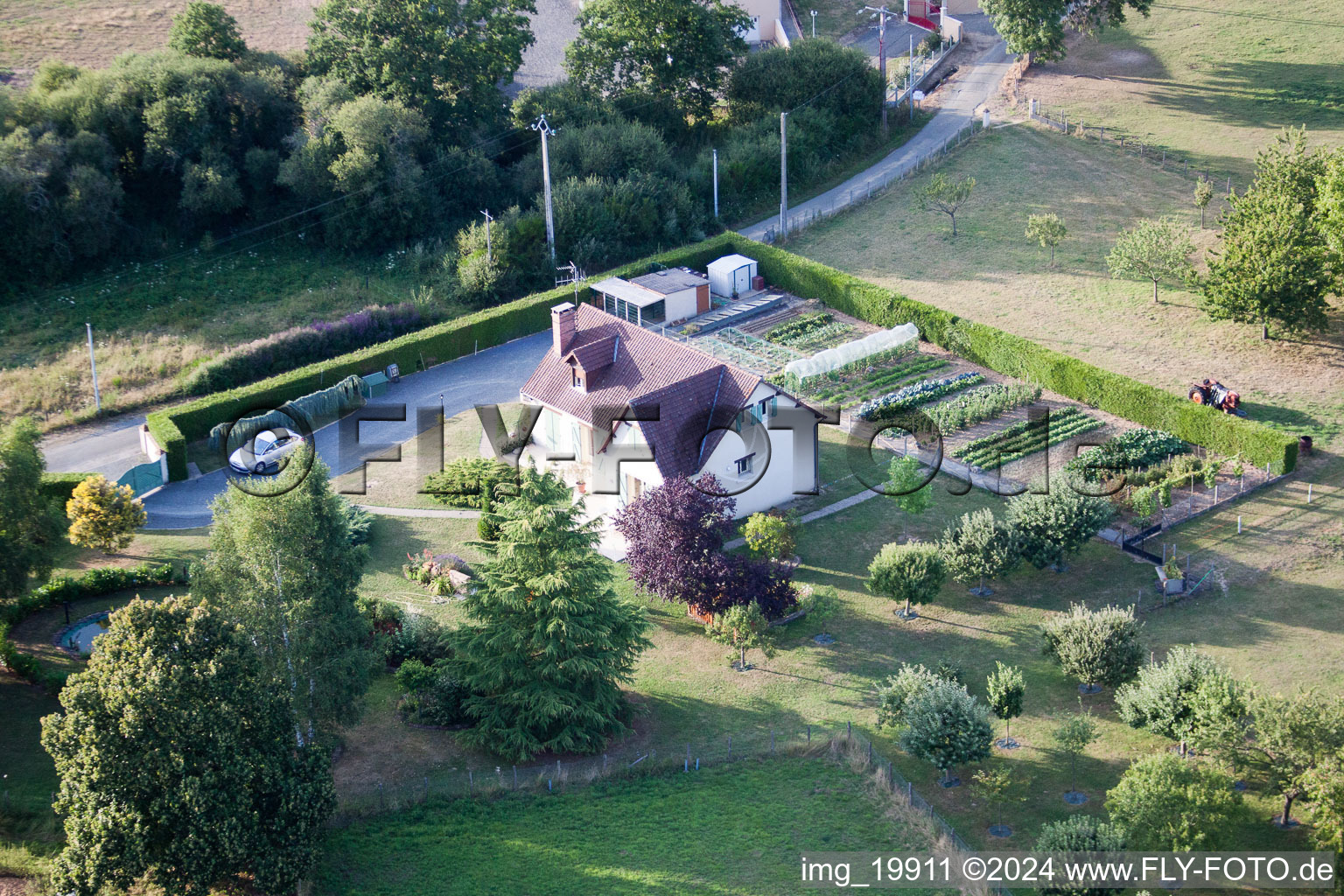 Drone recording of Semur-en-Vallon in the state Sarthe, France