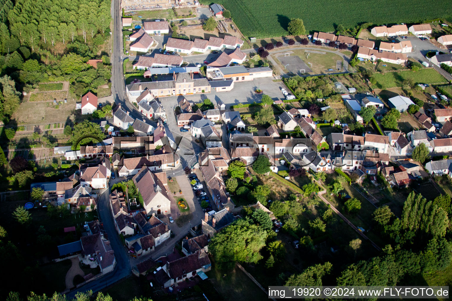 Semur-en-Vallon in the state Sarthe, France seen from a drone