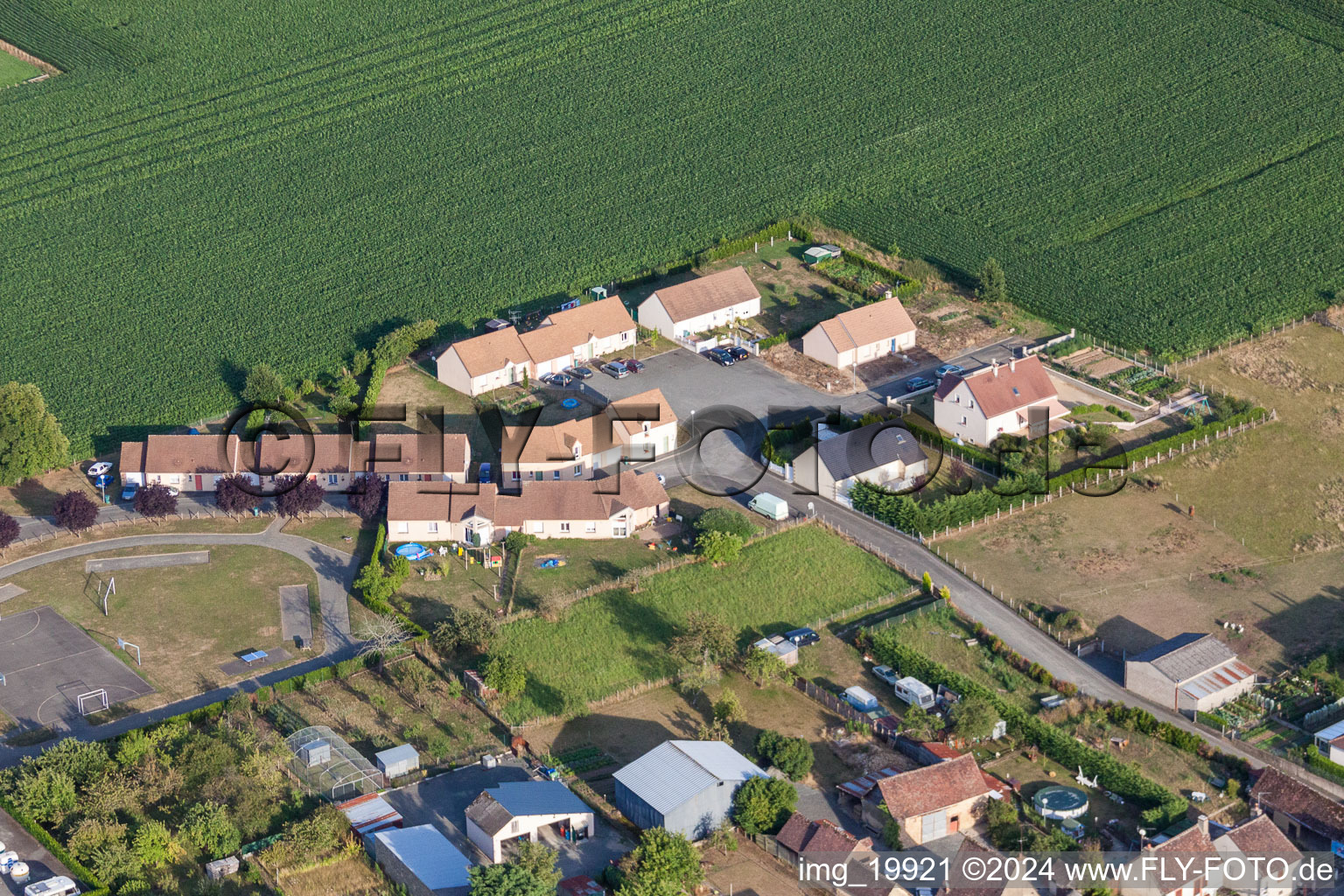 Aerial view of Semur-en-Vallon in the state Sarthe, France