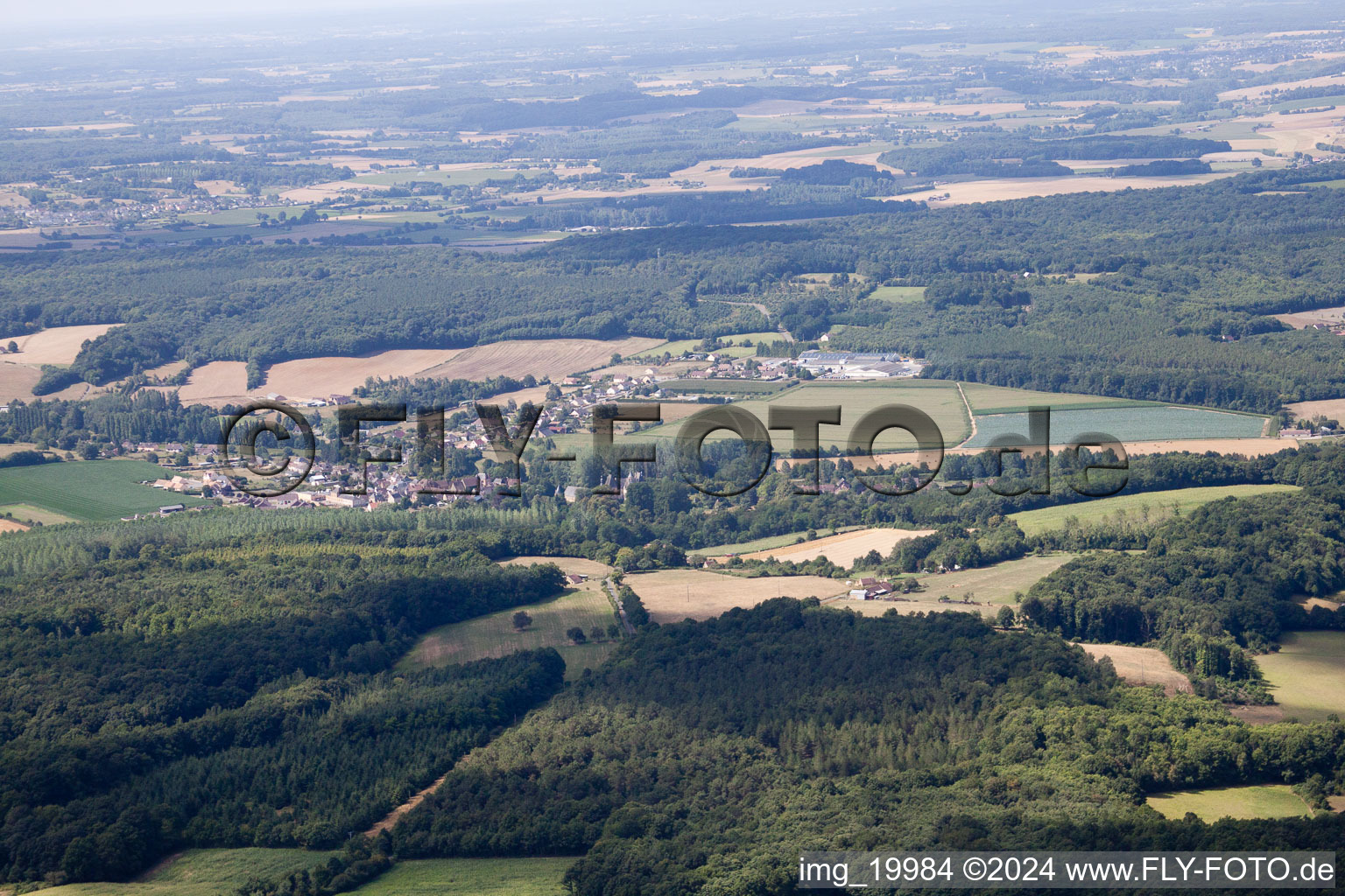 Oblique view of Lavaré in the state Sarthe, France