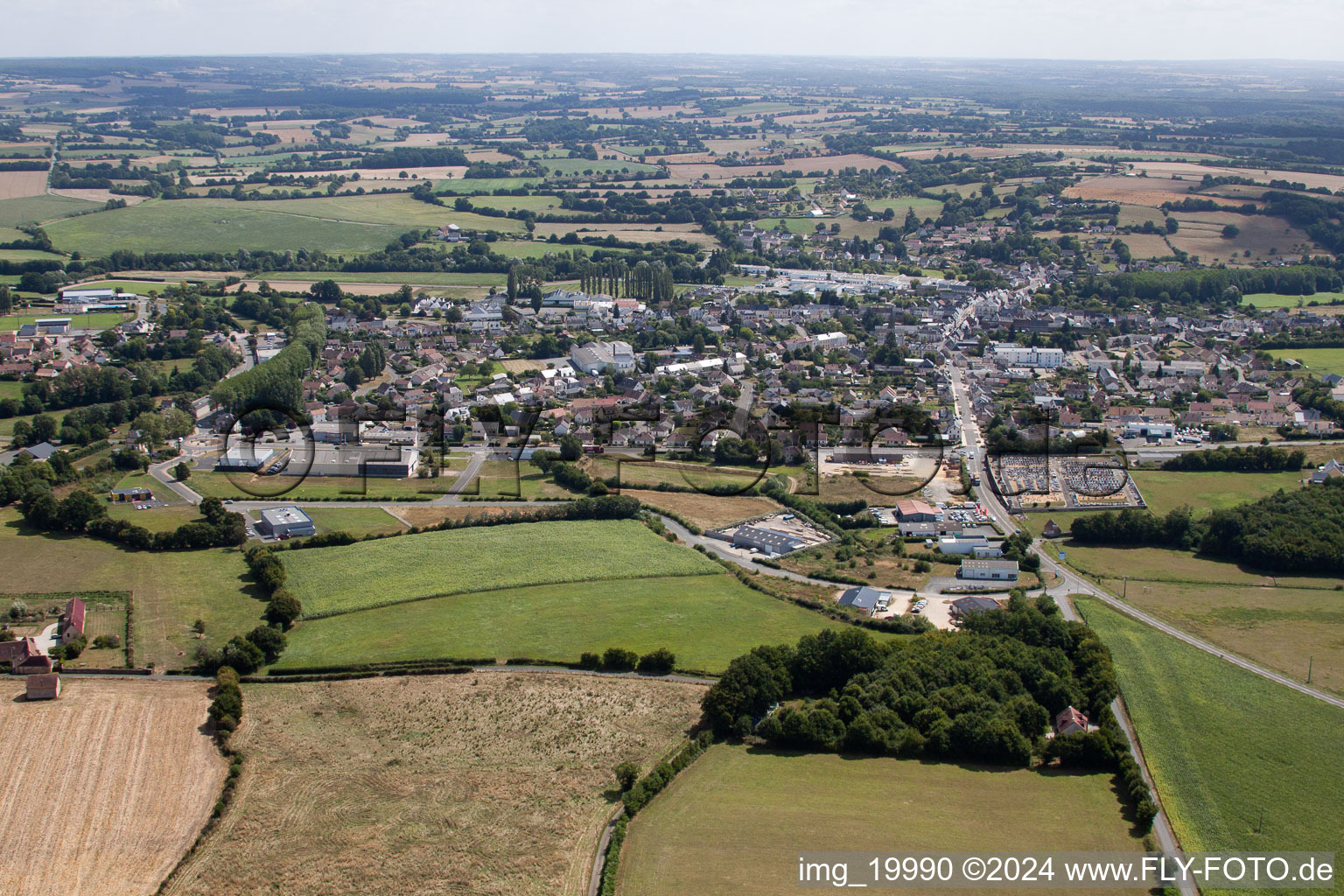 Oblique view of Vibraye in the state Sarthe, France