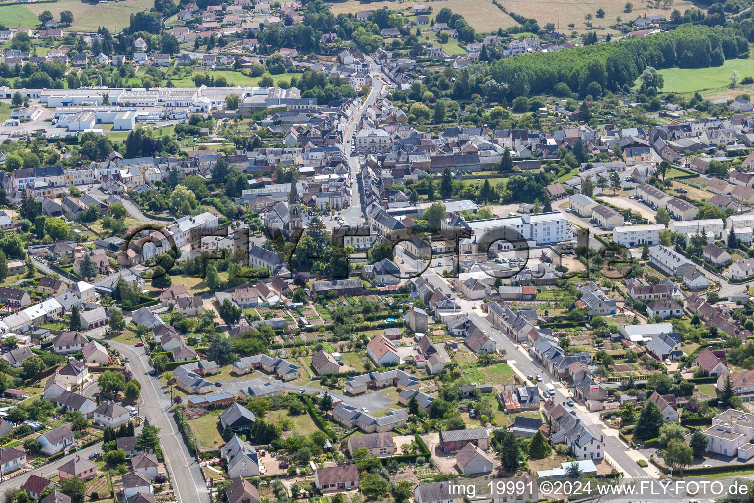 Vibraye in the state Sarthe, France from above