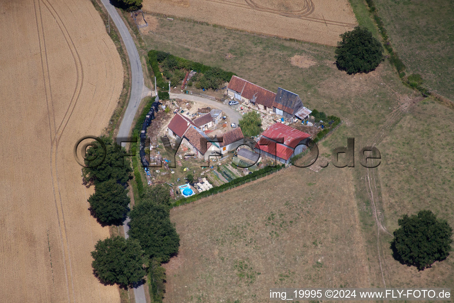 Aerial view of Melleray in the state Sarthe, France