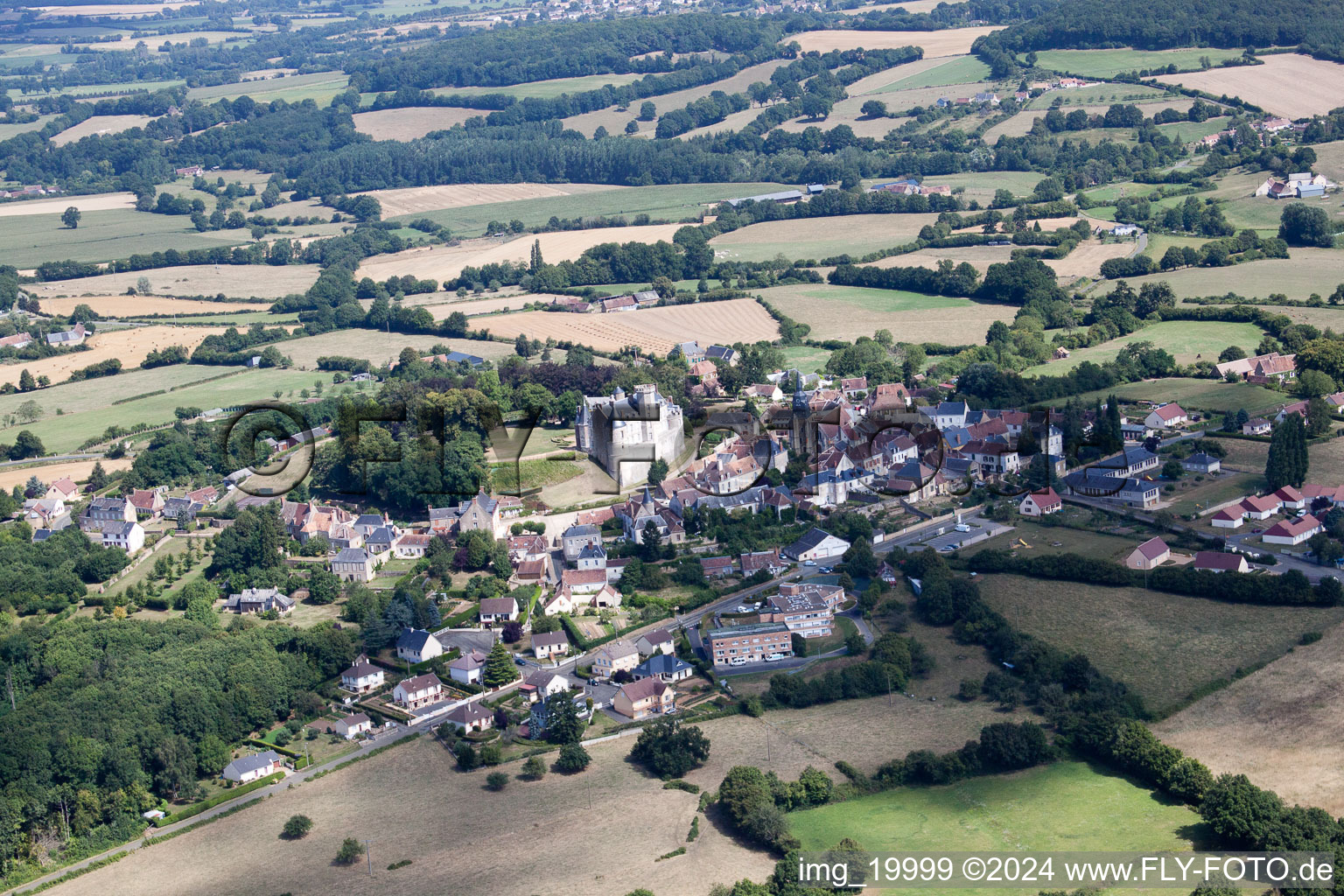 Aerial view of Montmirail in the state Sarthe, France