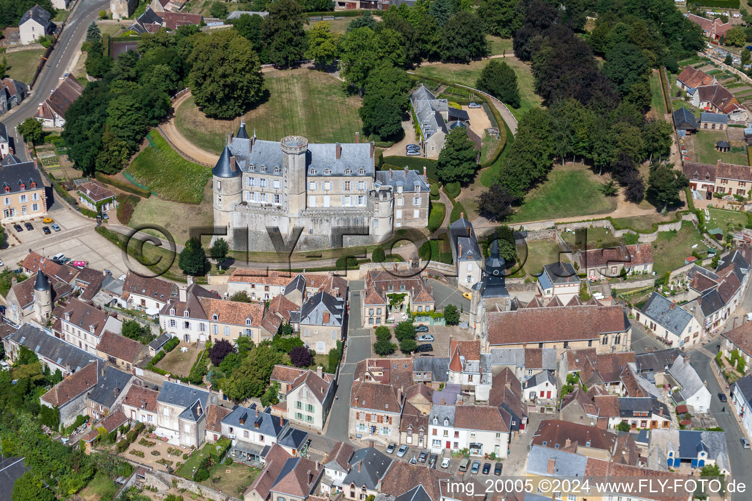 Montmirail in the state Sarthe, France from above