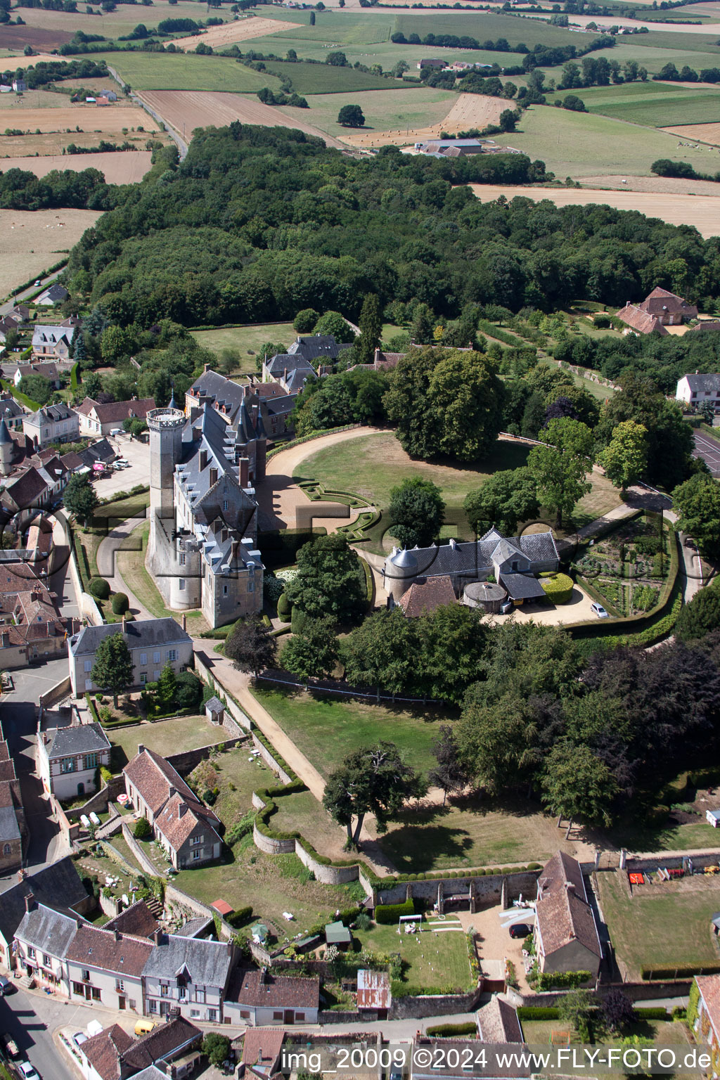 Montmirail in the state Sarthe, France seen from above