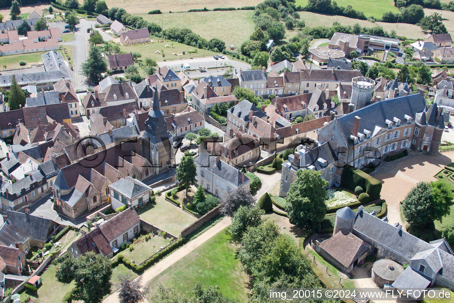 Bird's eye view of Montmirail in the state Sarthe, France