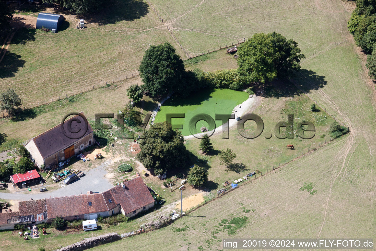 Melleray in the state Sarthe, France from above