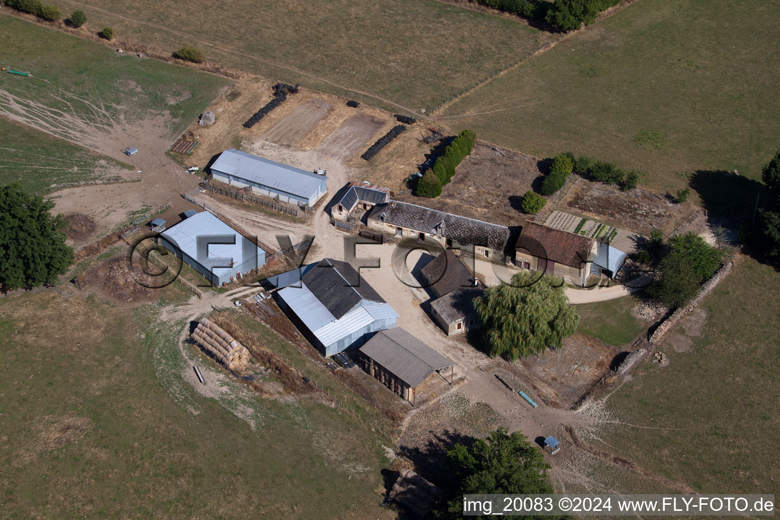 Aerial view of Lamnay in the state Sarthe, France