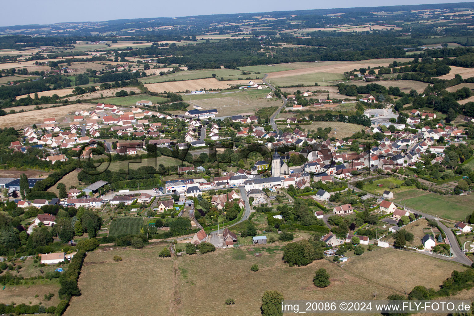 Lamnay in the state Sarthe, France from above